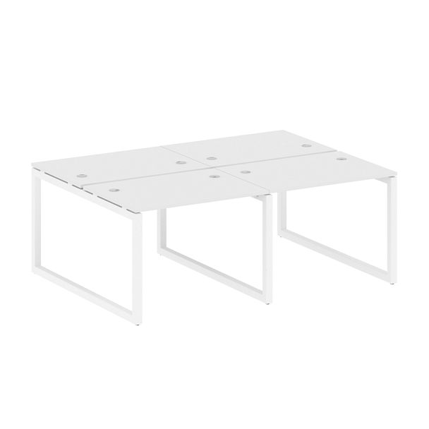 Metal System Quattro Р. ст. на 4 раб. места на О-образном м/к 50БО.СМ-4.1 Белый/Белый металл 2000*1475*750 - Вид 1