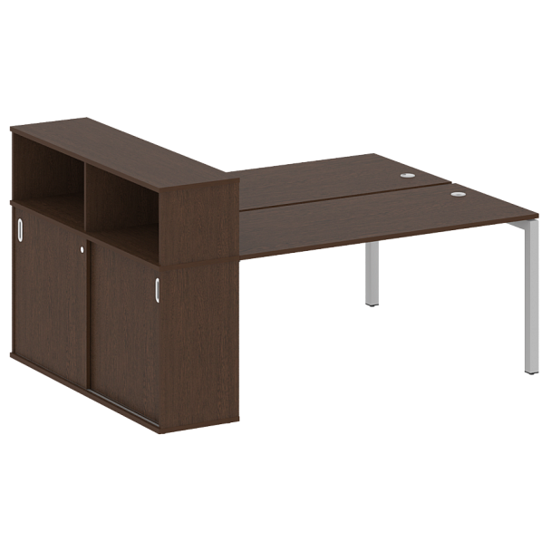 Metal System Quattro Р. ст. с шкафом-купе на П-образном м/к 50БП.РС-СШК-2.4 Т Венге/Серый металл 2010*1475*1098 - Вид 1