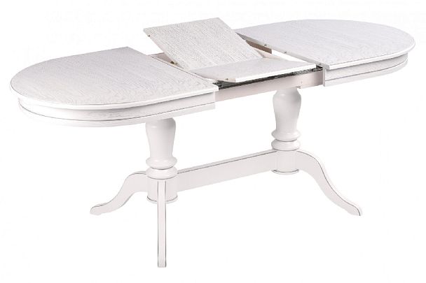 Обеденная группа стол Арей 140(180)х80х76 Белый с серебряной патиной и 6 стульев Арктос Белый с серебряной патиной/Бирюзовый жаккард - Вид 3