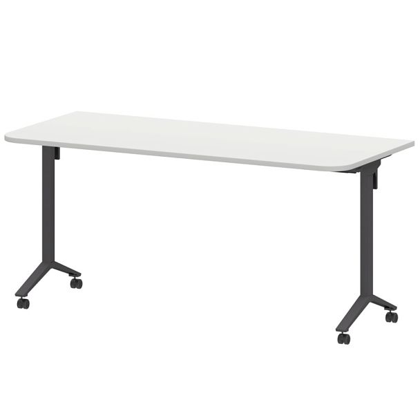 Стол мобильный складной радиусный МБ22-160.70Р Белый/Антрацит 1600x700x750 Моби - Вид 1