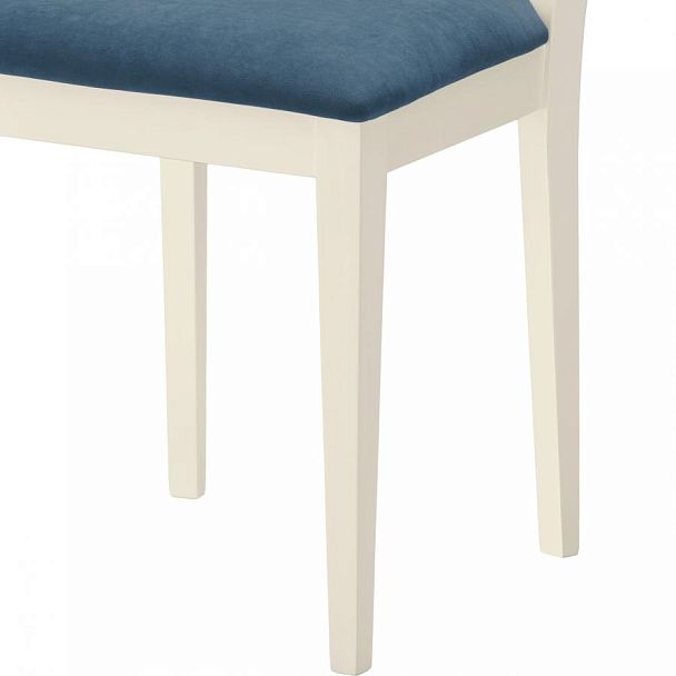 Стул деревянный с мягким сиденьем Ноэль Слоновая кость/Синий велюр - Вид 11