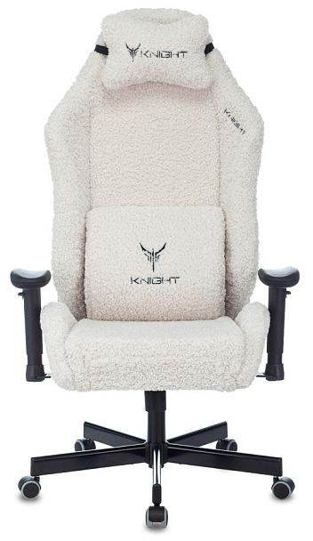 Кресло игровое Knight T1 молочный экомех с подголов. крестов. металл - Вид 2