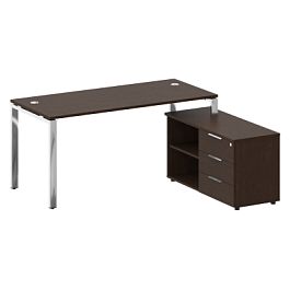 Metal System Direct Стол руковододителя с тумбой правый БГ.СРТ-4.7 (R) Венге/Нерж. сталь 1700*1520*750 - Фото предпросмотра