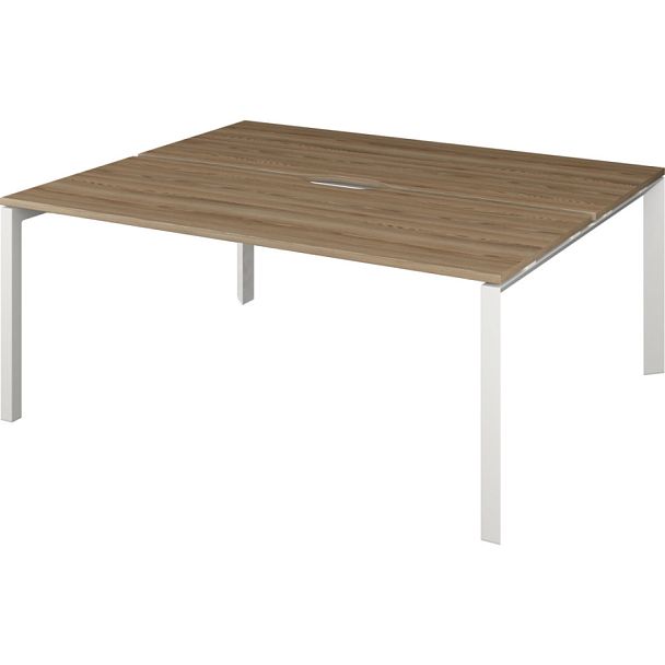 Бенч двойной на 2 рабочих места на металлокаркасе НТМП.П.Б2-180 Дуб сафари/Белый 1800x1496x750 Аргентум-МП - Вид 1