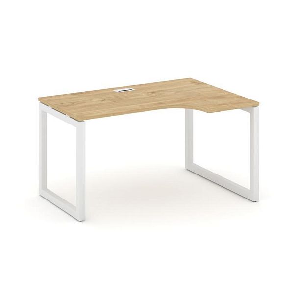 Стайл Проджект Стол рабочий эргоном. SN-5O.SPA-012(R) Тиквуд Светлый/Металл Белый 1580*700/980*750 - Вид 1