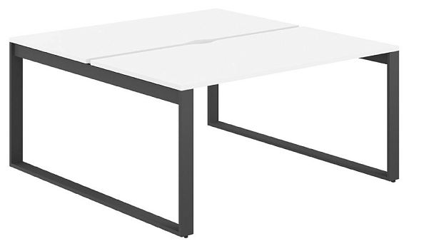 Рабочая станция Allegro 1600х1438х750  / профиль О-образный: 70х20 антрацит; столешница с вырезом: белый - Вид 1
