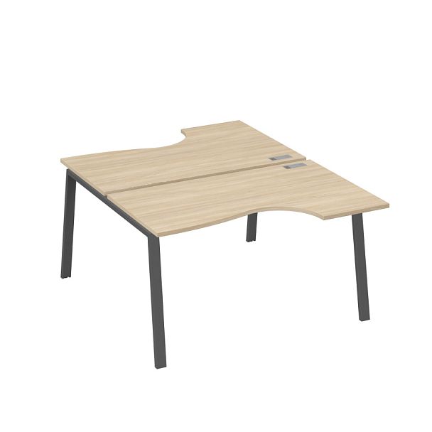 Рабочая станция столы (2х140) эргономичные Классика каркасTRE A4 А4 Б3 184  БП дуб скандинавский / металлокаркас антрацит - Вид 1