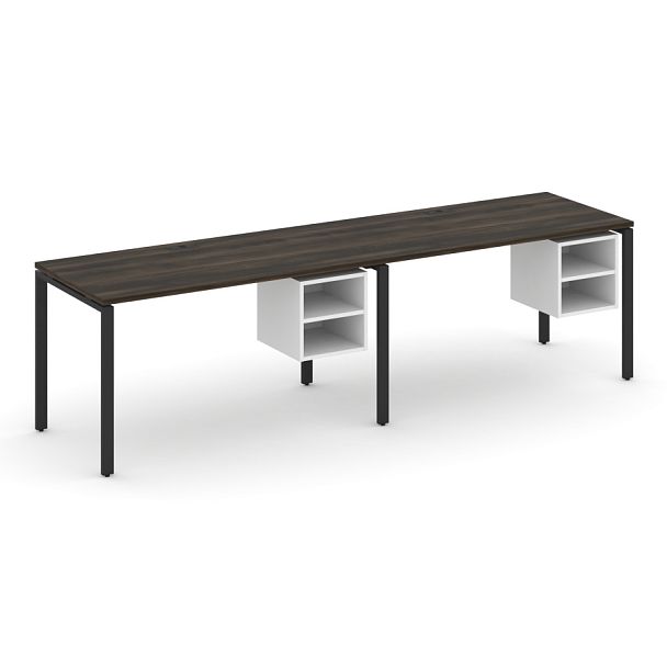 Concept Рабочая станция односторонняя с подвес. тумбами 2 места CN.ORS-107 Дуб Мали/Белый Бриллиант/Металл Черный 2760*720*750 - Вид 1