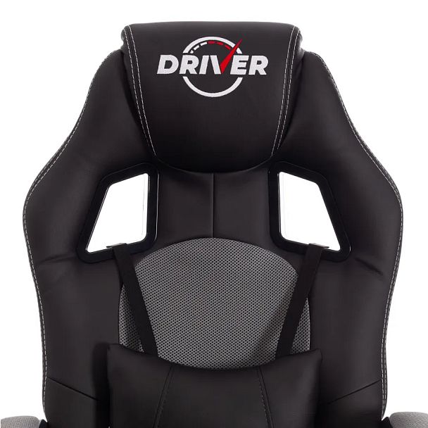 Кресло Драйвер/Driver (22), кож/зам/ткань, черный/серый - Вид 7
