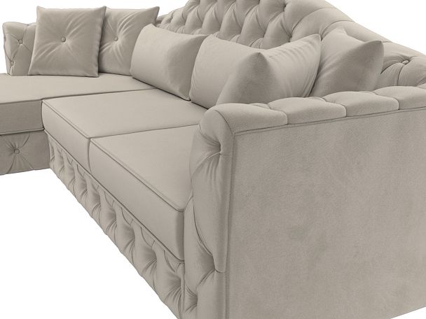 Диван угловой Артис левый угол Микровельвет бежевый - Вид 4