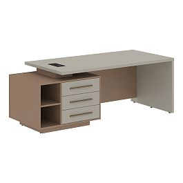 Стол руководителя с тумбой VCT 2190(L) Аметист/Бронза браш/Кобра 2100х900х750 VELION - Фото предпросмотра