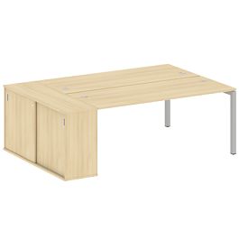 Metal System Quattro Р. ст. с шкафом-купе на П-образном м/к 50БП.РС-СШК-1.5 Т Акация/Серый металл 2210*1475*750 - Фото предпросмотра