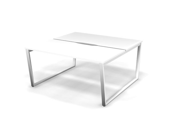 MATRIX 121S202-V Стол прямой двойной, проводник вырезной (V-обр. опоры) 1580х1590х775 Белый - Вид 1