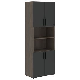 Шкаф высокий широкий VHCS 80.4 Яшма черный/Дуб Сильвер 800х430х2253 VELION - Фото предпросмотра