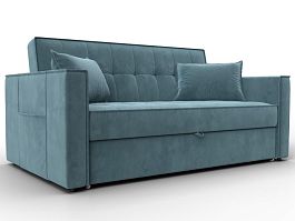 Диван прямой Лига-104 (140) Велюр бирюзовый - Фото предпросмотра