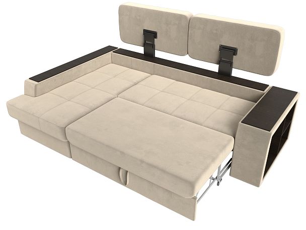 Угловой диван Брюссель левый (полностью микровельвет бежевый) - Вид 8