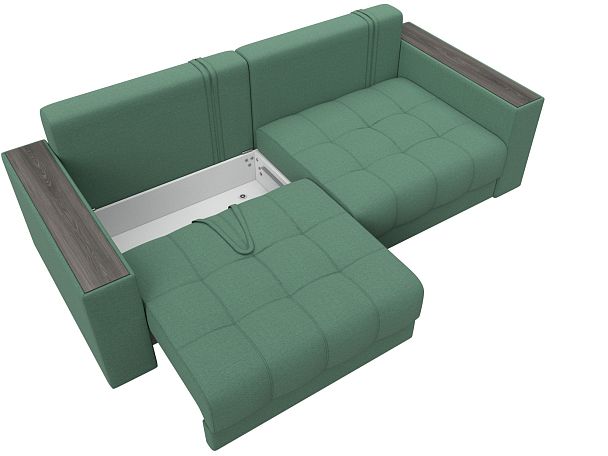 Диван прямой с декором Лига-049 НПБ Рогожка зеленый - Вид 7