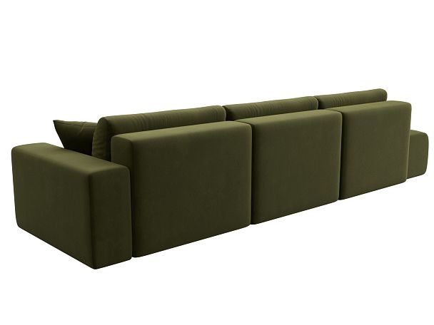 Диван прямой Лига-036 Модерн Лонг подлокотник справа Микровельвет зеленый - Вид 5
