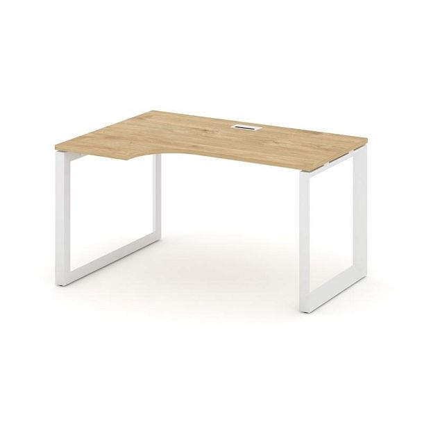 Style Project Next Стол рабочий эргономичный SN-59O.SPA-022(L) Тиквуд Светлый/Металл Белый/Белый Заглушка 1580*800/980*750 - Вид 1