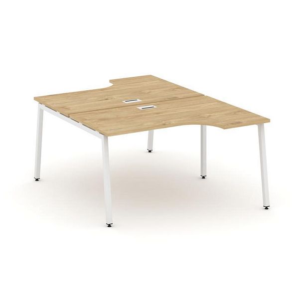 Стайл Проджект Рабочая станция эргоном. SN-4A.DRPA-021 Тиквуд Светлый/Металл Белый 1380*1632/1992*75 - Вид 1