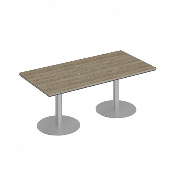 Стол для переговоров на круглых опорах-колоннах "City" СИ 154  дуб гладстоун светлый/антрацит премиум - Вид 1