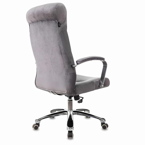 Кресло офисное T-9928SL, усиленное, НАГРУЗКА до 200 кг, хром, ткань, серое, 1985910 - Вид 6