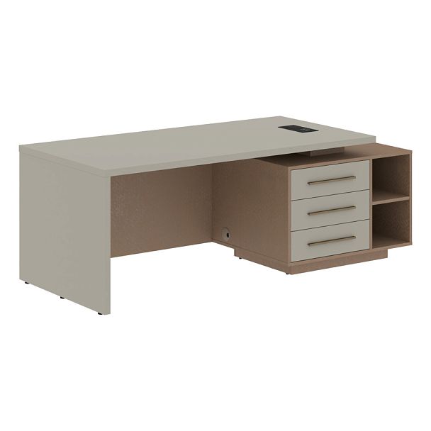 Стол руководителя с тумбой VCT 2190(R) Аметист/Бронза браш/Кобра 2100х900х750 VELION - Вид 1