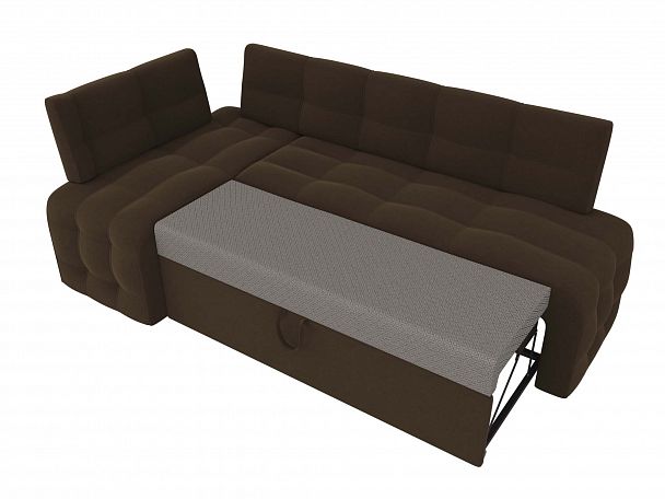 Кухонный угловой диван Люксор левый (полностью микровельвет коричневый) - Вид 5
