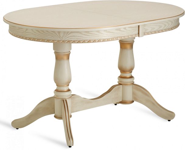 Стол деревянный раздвижной Барэнт 130(170)х90х76 Слоновая кость с золотой патиной - Вид 1