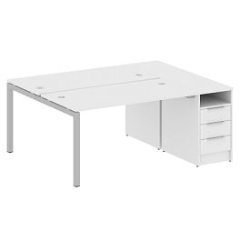 Metal System Quattro Р. ст. с тумбой на П-образном м/к 50БП.РС-СТП-2.3 Белый/Серый металл 1812*1475*750 - Фото предпросмотра