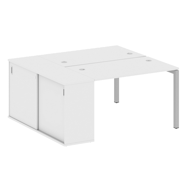 Metal System Quattro Р. ст. с шкафом-купе на П-образном м/к 50БП.РС-СШК-1.2 Т Белый/Серый металл 1610*1475*750 - Вид 1