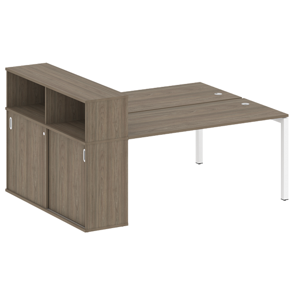 Metal System Quattro Р. ст. с шкафом-купе на П-образном м/к 50БП.РС-СШК-2.4 Т Вяз/Белый металл 2010*1475*1098 - Вид 1