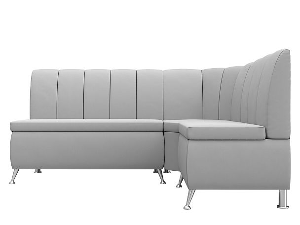 Кухонный угловой диван Кантри правый (полностью экокожа белая) - Вид 4