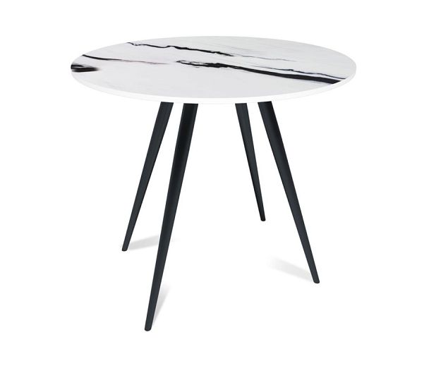 Стол круглый Nik 90, керамика глянцевая Panda White - Вид 1