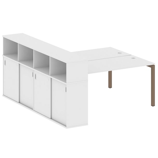 Metal System Quattro Р. ст. с шкафом-купе на П-образном м/к 50БП.РС-СШК-4.4 Т Белый/Мокко металл 2010*2332*1098 - Вид 1