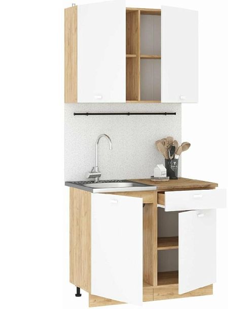 кухня Дана 1,0 дуб крафт золотой/белый - Вид 2