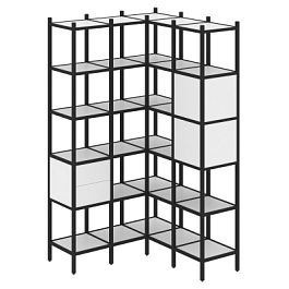 Loft Угловой внутренний стеллаж наборный VR.L-34 Белый бриллиант/Чёрный металл 1278*1278*2280 - Фото предпросмотра