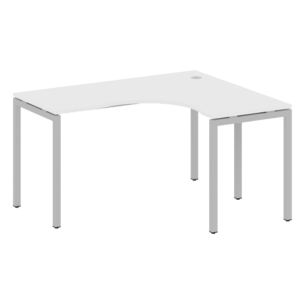 Metal System Quattro Стол криволинейный правый на П-образном м/к 40БП.СА-3 (R) Белый/Серый металл 1400*1200*750 - Вид 1