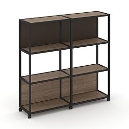 Shelf Mobile Стеллаж 4 уровня 2 секции VR.LT-STK-415.06 Дуб Аризона/Металл Черный/W-25 1170*400*1523 - Фото предпросмотра