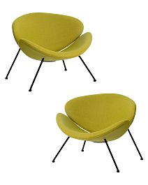 Набор 2 шт Кресло дизайнерское DOBRIN EMILY (светло-зеленая ткань AF3, черное основание) - Фото предпросмотра