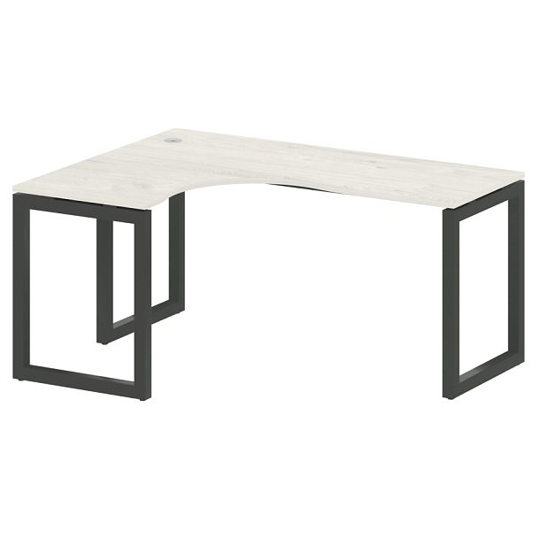 Metal System Quattro Стол криволинейный левый на О-образном м/к 50БО.СА-4 (L) Дуб наварра/Антрацит металл 1600*1200*750 - Вид 1