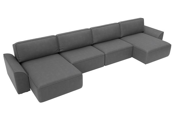 Диван п-образный Лига-048 НПБ лонг Замша серый - Вид 6