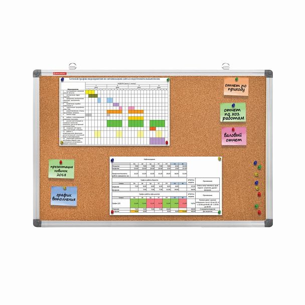 Доска пробковая для объявлений 60х90 см, алюминиевая рамка, BRAUBERG Extra, 238308 - Вид 11