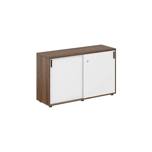 Шкаф купе 1238х400х750 низкий, с замком / корпус цвет: дуб модена, фасады: белый Сигма / Sigma - Вид 1