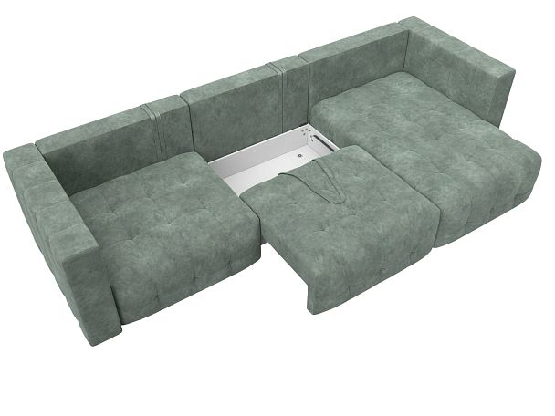 Диван угловой Лига-052 НПБ Лонг угол универсальный Велюр зеленый - Вид 7