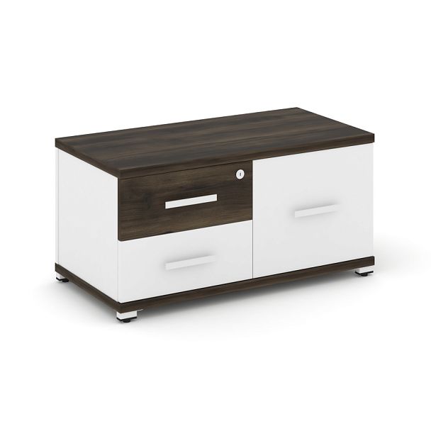 Concept Тумба приставная широкая 2 ящ.+1 распаш. фасад CN.TSP-004 W Дуб Мали/Белый Бриллиант/Металл Белый 836*420*416 - Вид 1