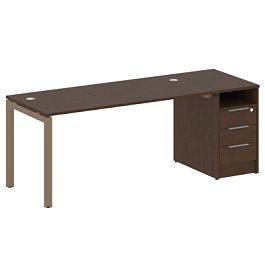 Metal System Quattro Р. ст. с тумбой на П-образном м/к 50БП.РС-СТП-1.4 Венге/Мокко металл 2012*720*750 - Фото предпросмотра