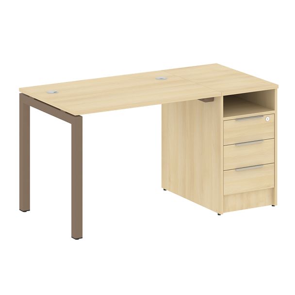 Metal System Quattro Р. ст. с тумбой на П-образном м/к 50БП.РС-СТП-1.1 Акация/Мокко металл 1412*720*750 - Вид 1