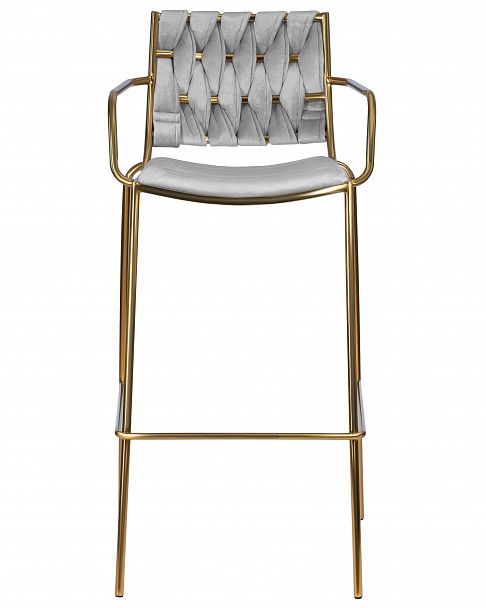Стул барный DOBRIN MILLER GOLD (светло-серый велюр (135-37)) - Вид 6