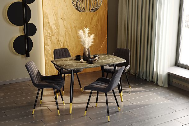 Обеденная группа Sheffilton SHT-DS283 сангай/черн. муар/золото/ночн. затм. - Вид 8